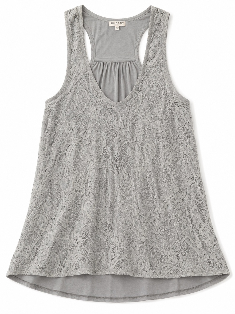 True grit gray lace front adorable tank top